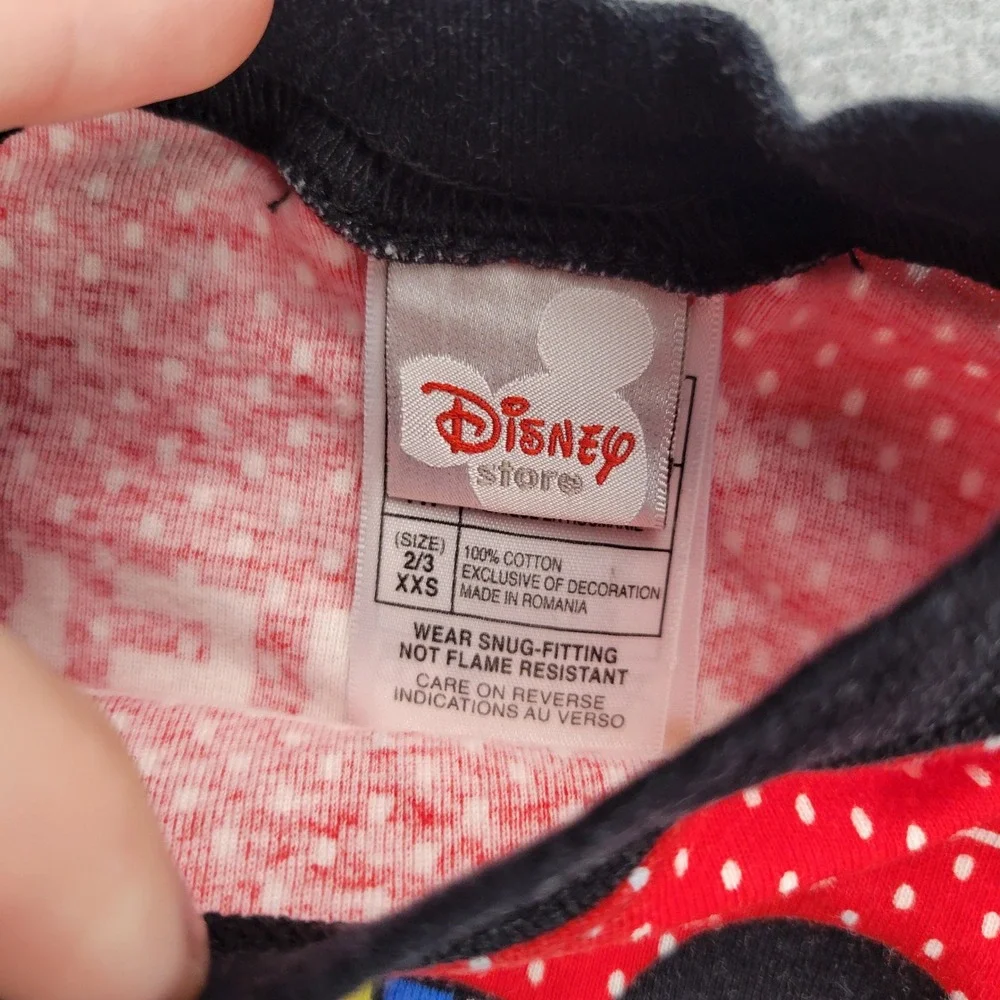 Disney Store Pajama Set Kids 2/3 XXS Red Mickey Mouse Football Graphic 2pc